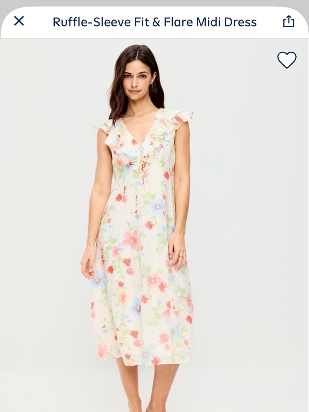 Old Navy White Floral Ruffle-Sleeve Midi Dress